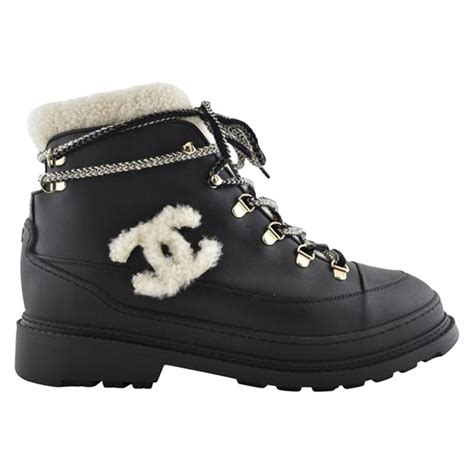 chanel women's snow boots|Chanel shearling lined winter boots.